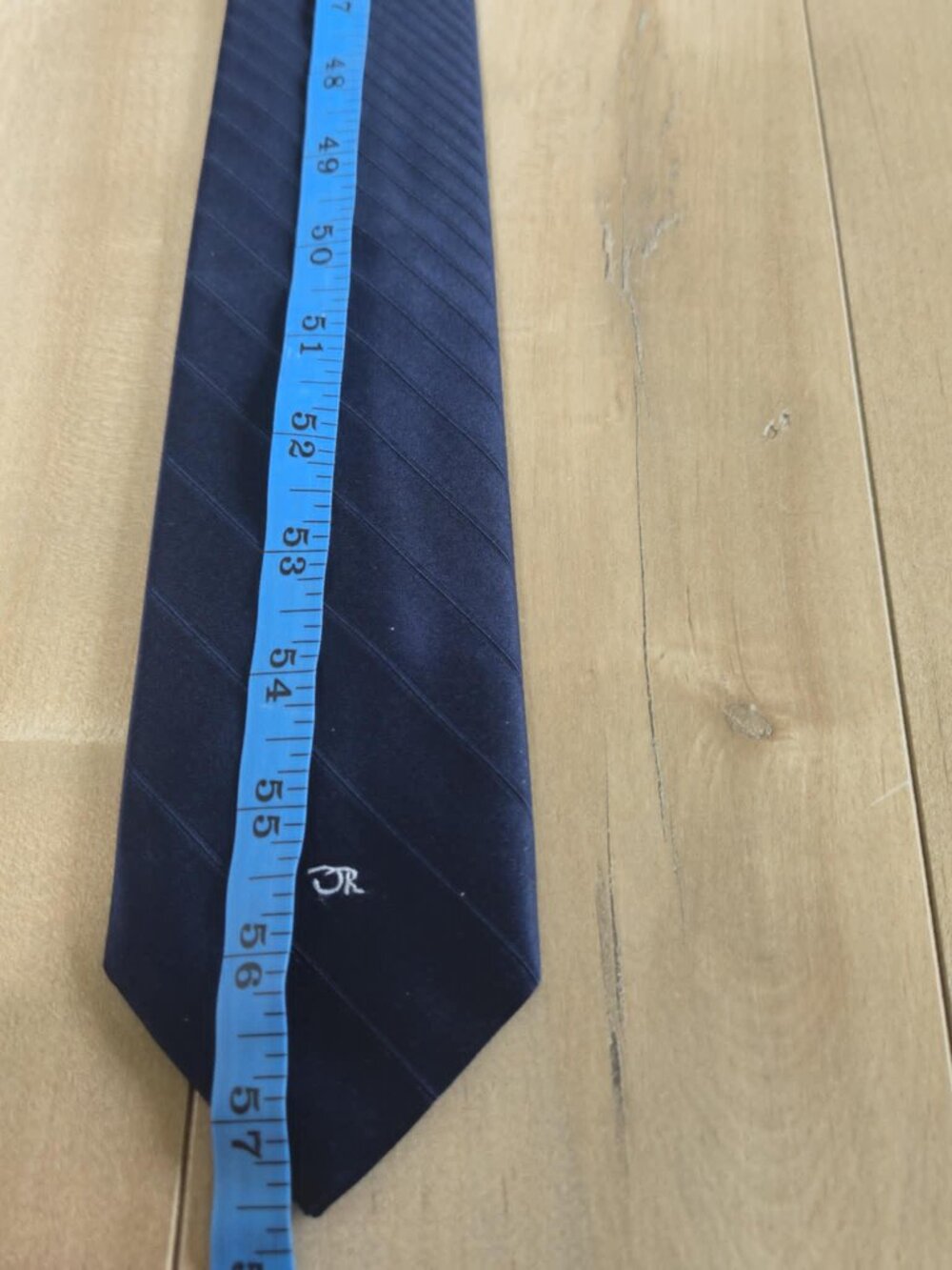 Vintage Oscar de la Renta Navy Striped Tie • Monogrammed Designer Necktie • 90s - Picture 11 of 11